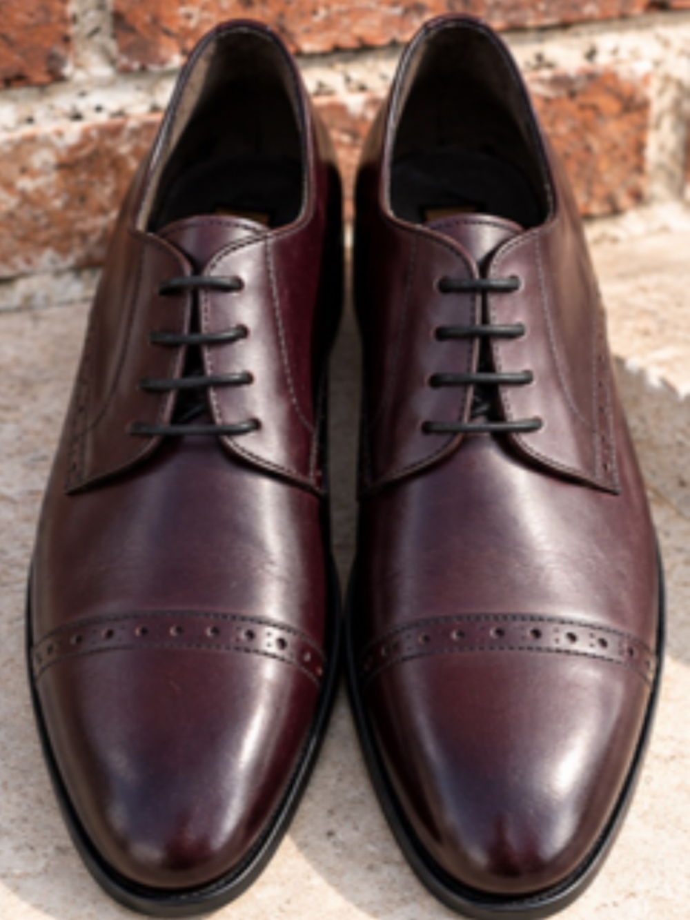 Bruno Magli Men's Burgundy Leather Cap Toe Lace-Up Oxford Dress Shoes 10